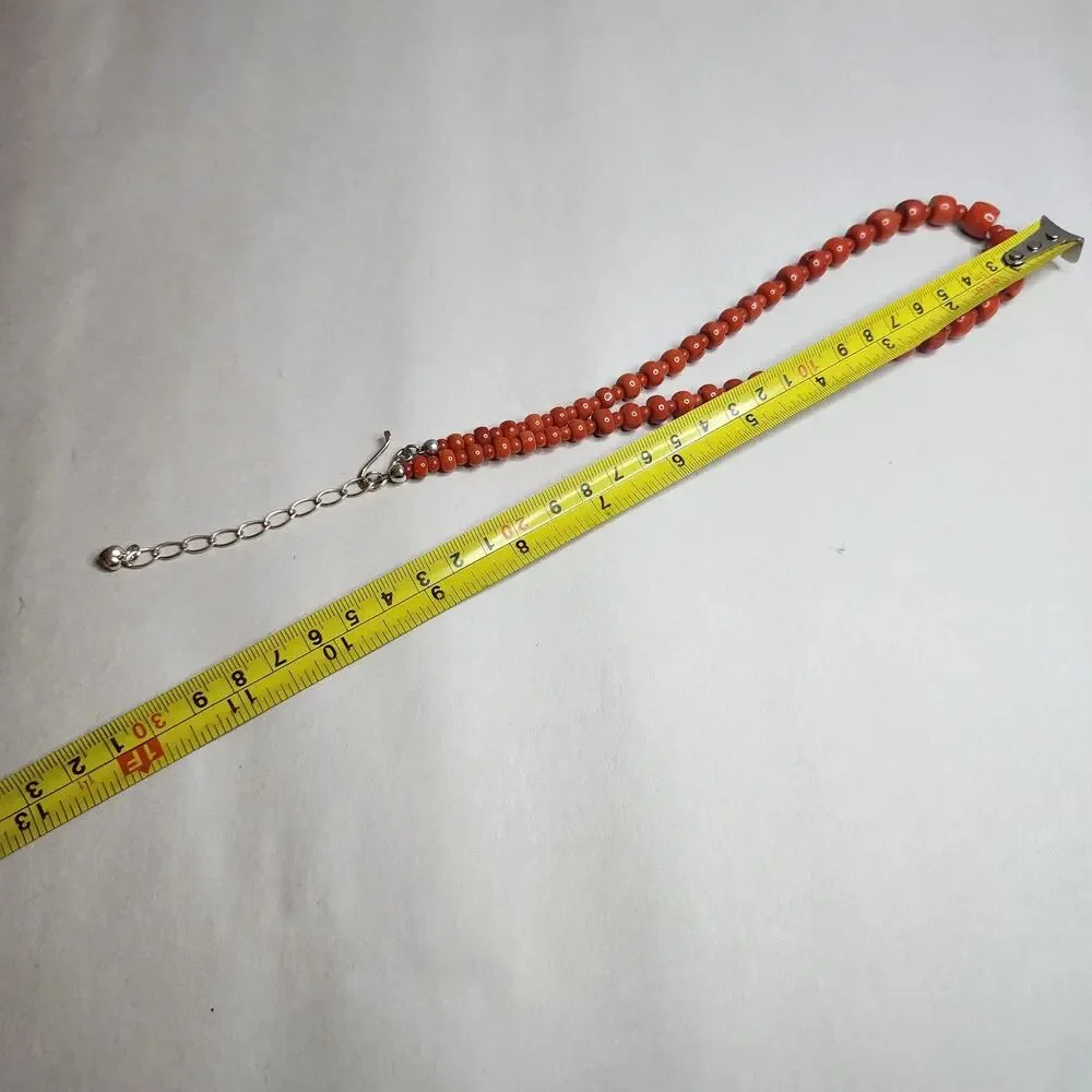 Jay King DTR Large Genuine Coral Statement Choker Necklace‎ sterling Silver 925